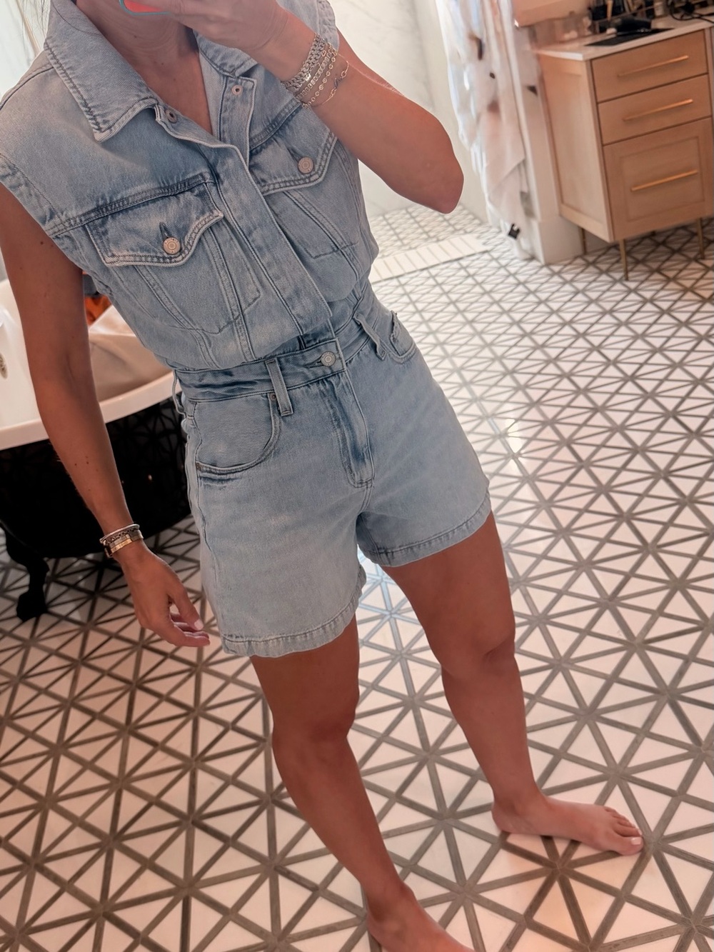 Pistola denim romper size small